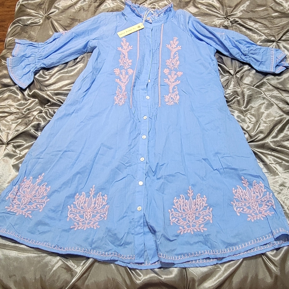 Uncle Frank Blue Dress with Pink Accents